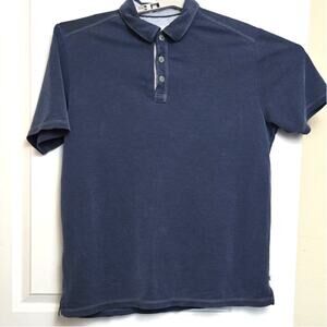 Tommy Bahama Men’s Large Blue Polo Shirt Pocket Logo Tencel Blend Short Sleeve